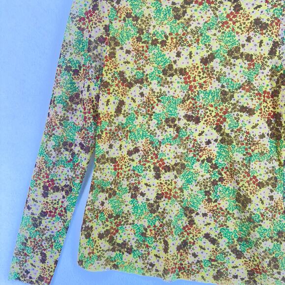 Ted Baker London Boho Bohemian Cottagecore Floral Mesh Sheer Mock Neck Top Sz 3 - Picture 4 of 7